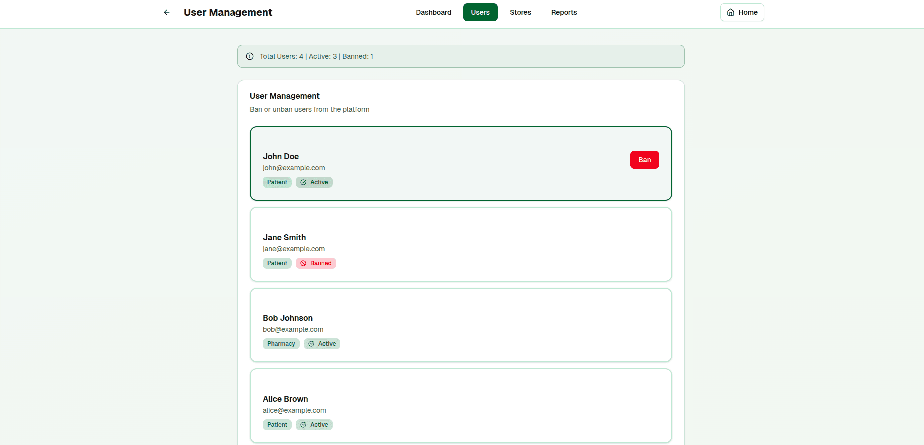 User & Store Moderation