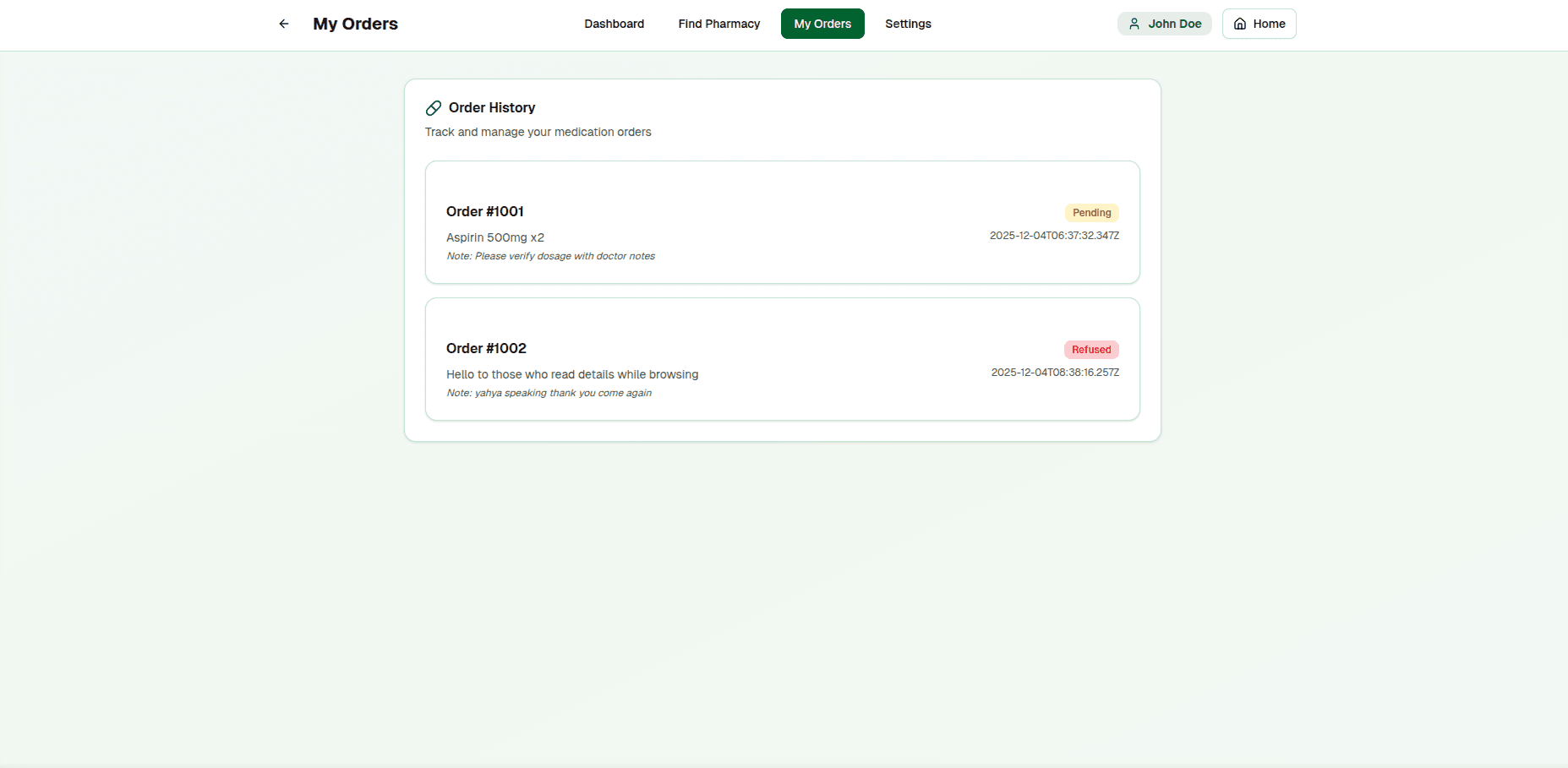 Updated Status View